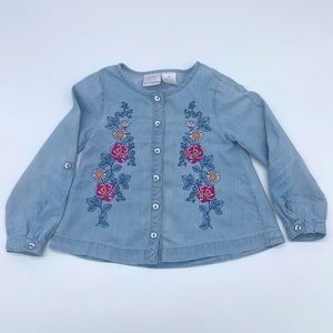 Koala Kids | Toddler Girls Embroidered Floral Jean Top